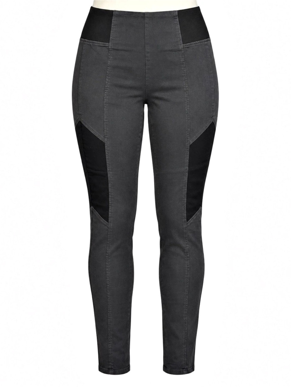 JUSTBLACK Charcoal Black Panel Leggings Pants Size Large Made in USA